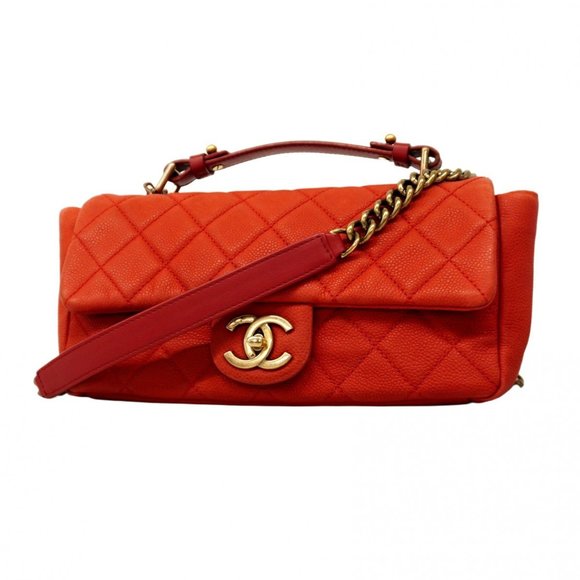Chanel Matelasse Handbag with Chain Shoulder Strap, Caviar Skin, Red, 2-Way B... - Picture 1 of 14